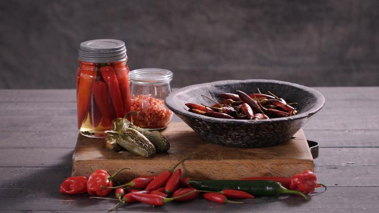 Chillies are dried to preserve them.