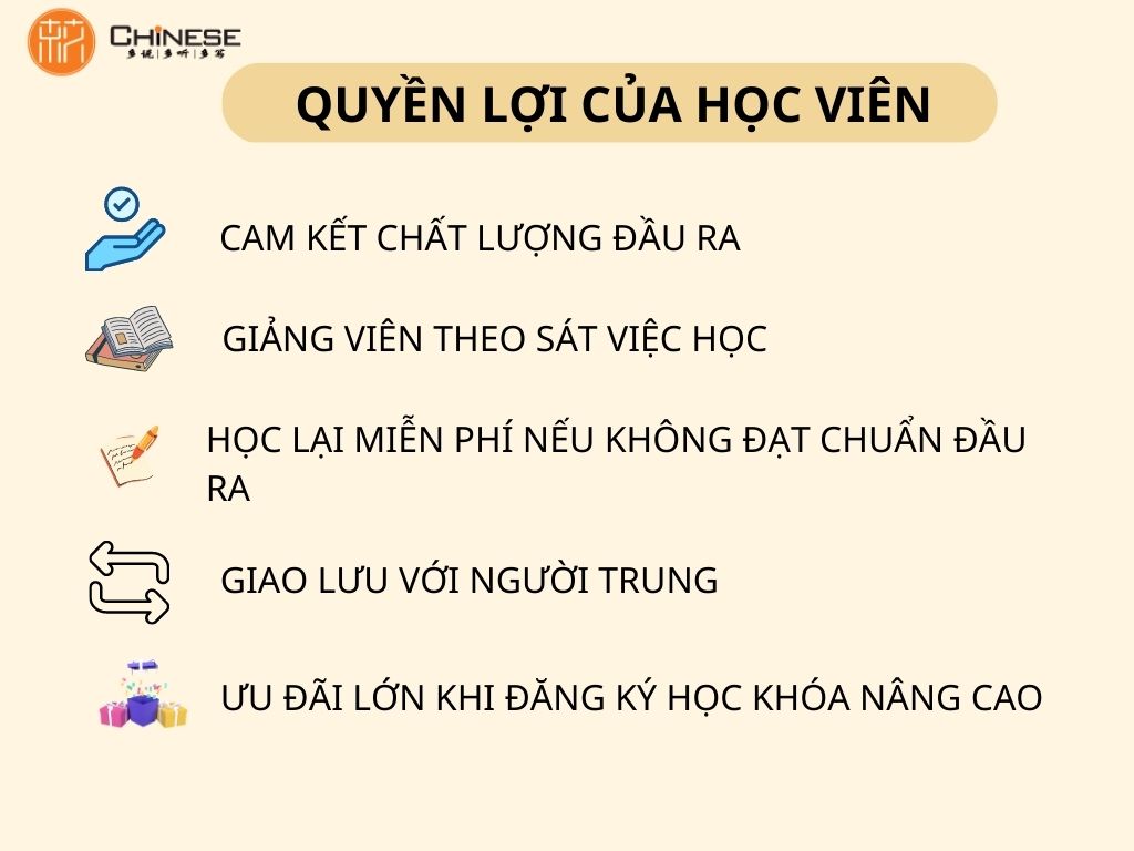 QUYEN LOI CUA HOC VIEN Khóa học tiếng Trung CƠ BẢN cho người mới bắt đầu