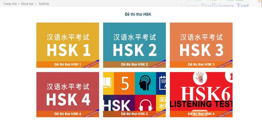 Giao diện chính nền tảng thi thử HSK Online 1-6