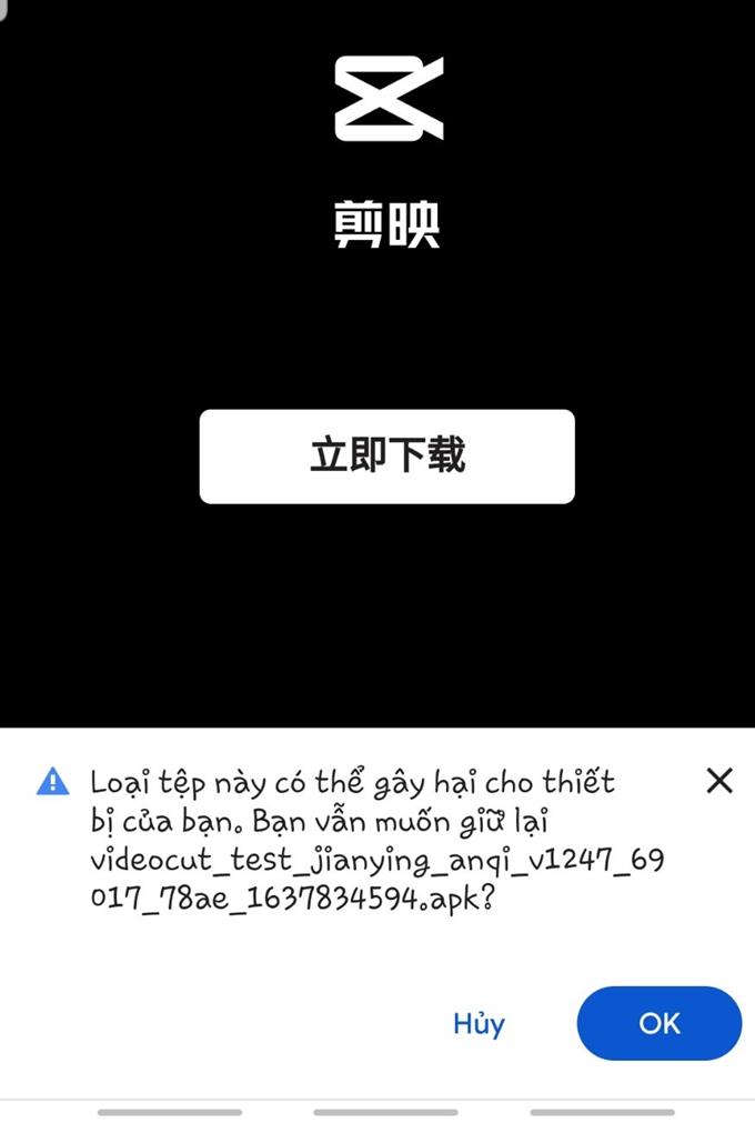 Bước 3 cách tải app chỉnh video Trung Quốc về máy Androi