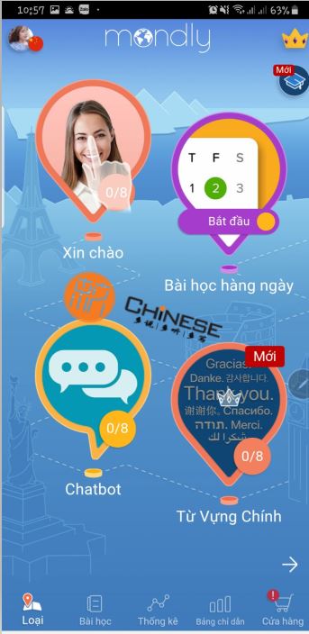 Bước bốn Cách sử dụng Phần mềm học tiếng Trung Mondly Languages
