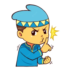 moslem boy character please be quiet pose 7814 654