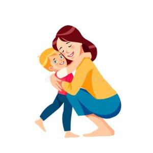 mother child mom hugging her son lot love tenderness mother s day holiday concept cartoon flat mother 218510495