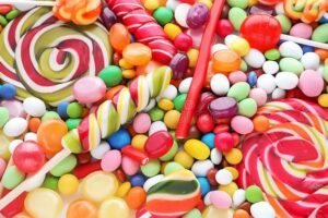 many different candies closeup 151118098